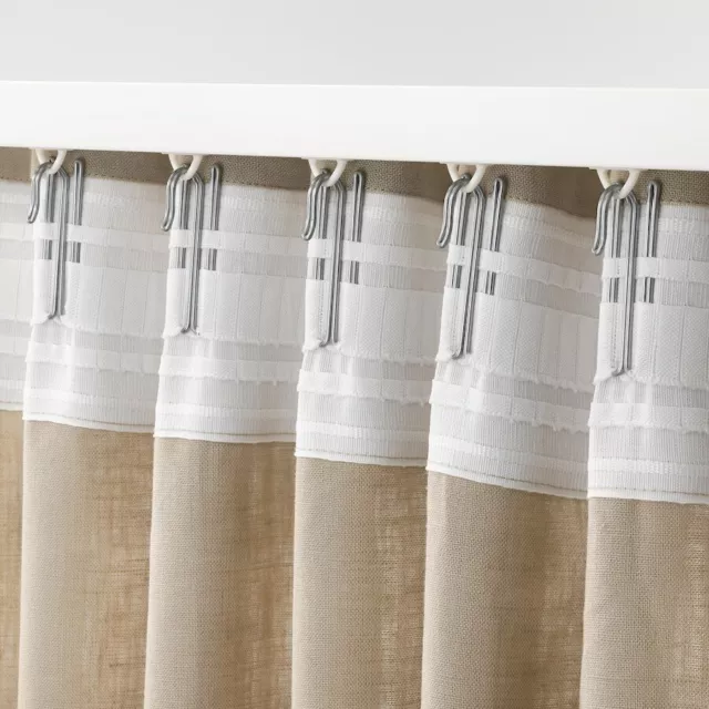 Ganchos de cortina para cortinas IKEA RIKTIG con cinta de recolección fácil de colgar (paquete de 20) 2