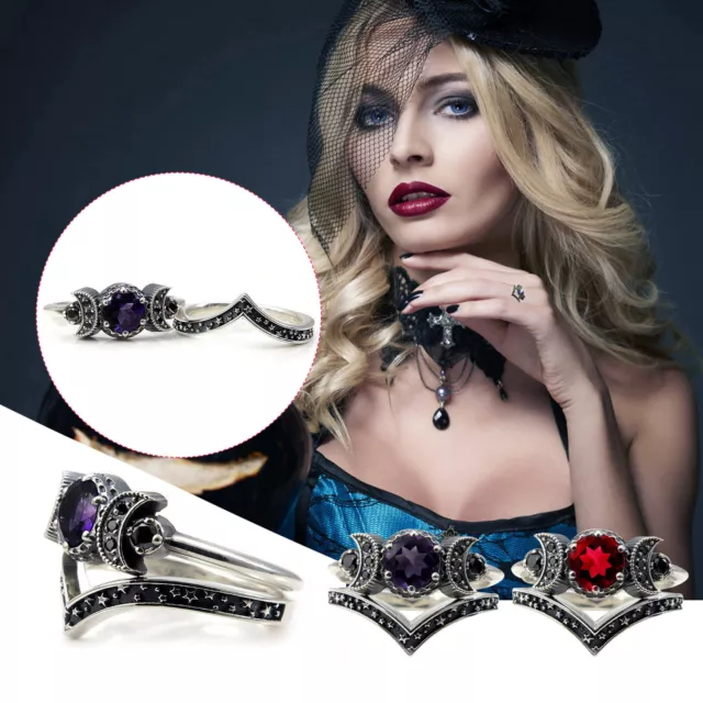 Women Girls Moon Shape Ring Diamond Ring Exquisite Ring Jewellery Gift