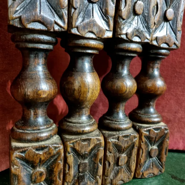 4 Victorian rosette wood carving Column Antique french architectural salvage 9" 4