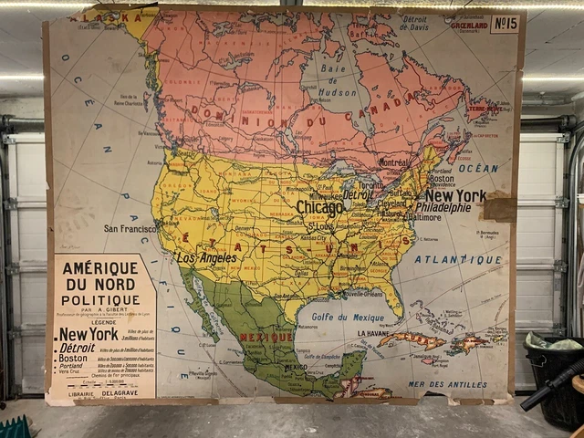 Carte Murale Lewis Et Clark - Vintage Amérique - Toile Encadrée, Prête à Accrocher