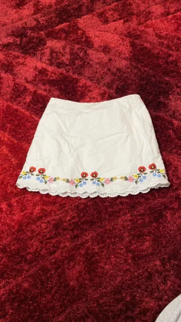Betsey Johnson Mini Skirt 6 White Vintage Y2K