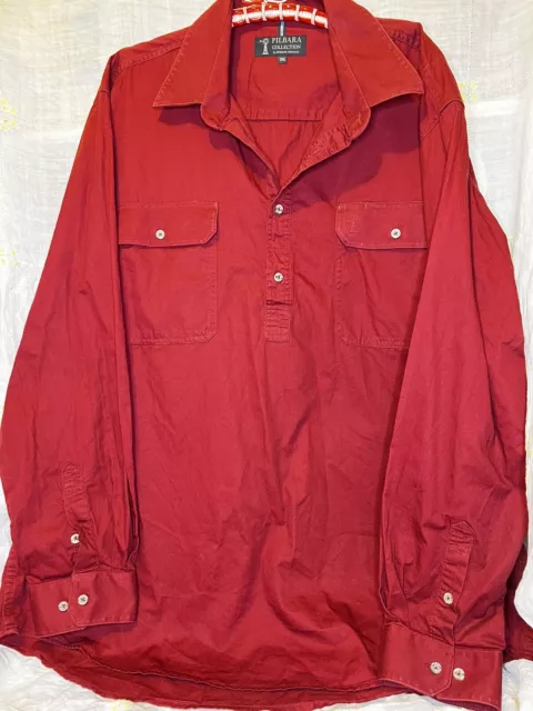 Ritemate Pilbara Long Sleeve Closed Front Shirt - Size 3 XL - Burgundy
