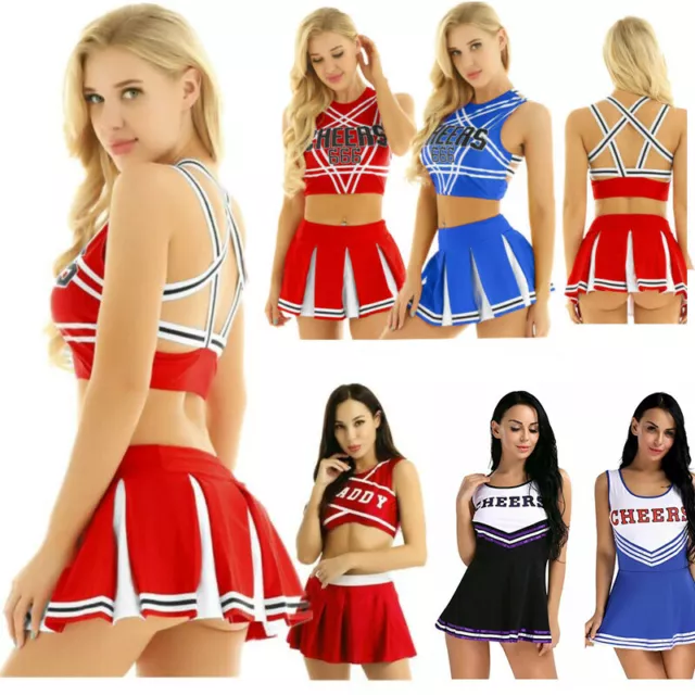 Women Cheerleading Uniform Adult Uniform School Girl Daddy Fancy Dress Costume