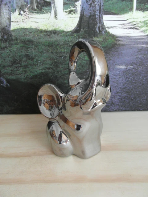 niedlicher Deko Elefant ca 19 cm hoch, Glückselefant, silberfarbend, 1 A Zustand