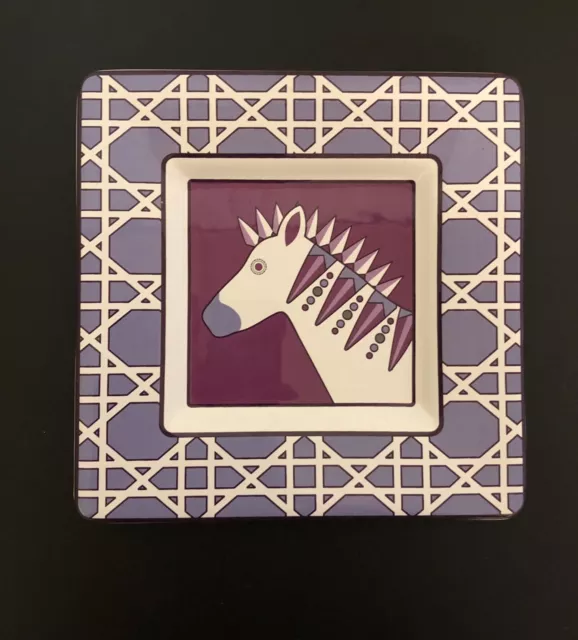 Jonathan Adler Happy Chic Small Square Purple Zebra Trinket Dish Plate