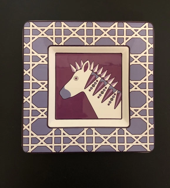 Jonathan Adler Happy Chic Small Square Purple Zebra Trinket Dish Plate
