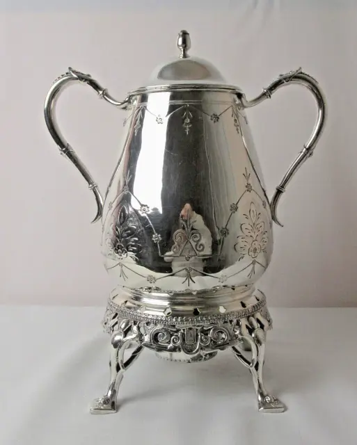 R Gleason Silver Plated Samovar / Hot Water Urn With Tea Strainer C: 1850’S 3