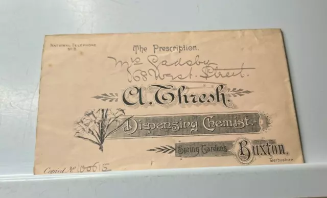 Antique Pharmacy Prescription Envelope A Thresh  Buxton To 68 West St address