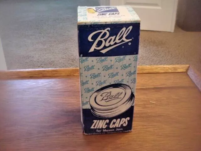 box of Ball zinc lids NOS 12 lids inside