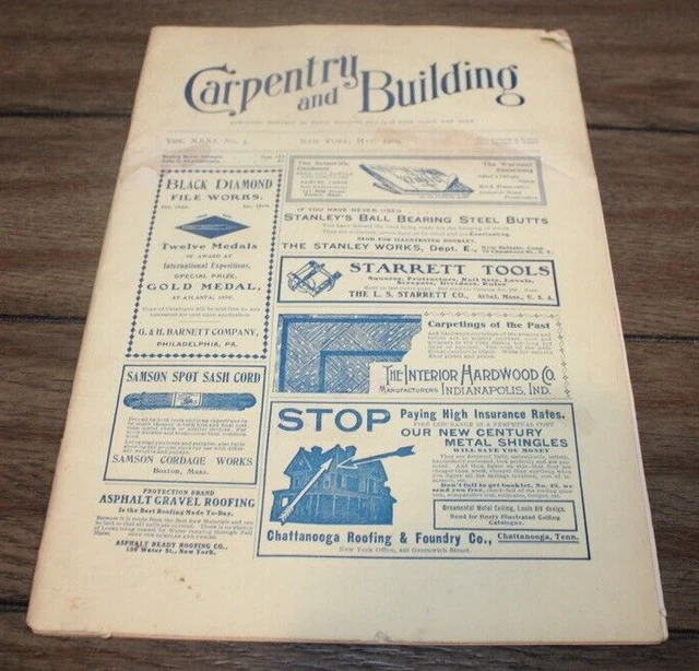 Antique May 1909 CARPENTRY & BUILDING MAGAZINE Architecture TOOLS Ads++