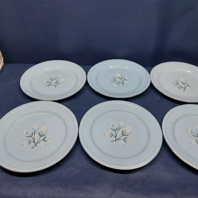 Vintage 1937 Homer Laughlin Kraft Blue China Set/6 Luncheon Plates USA EUC