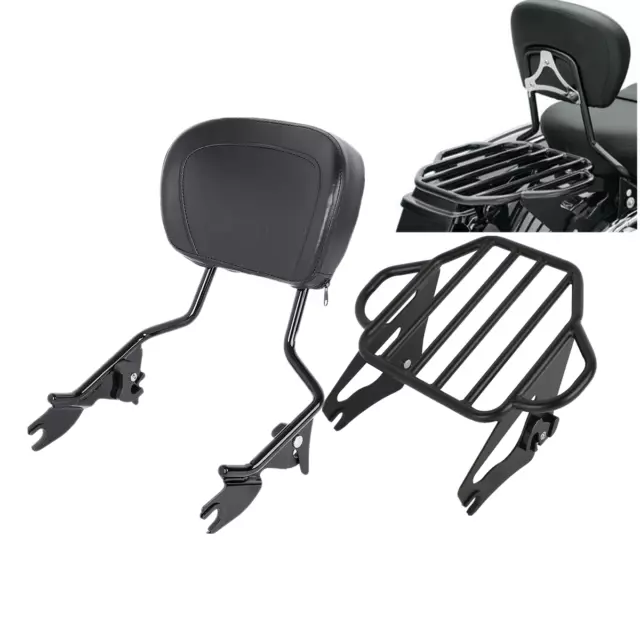 Detachable Backrest Sissy Bar Luggage Rack Fits For Harley Road Glide King 09-23