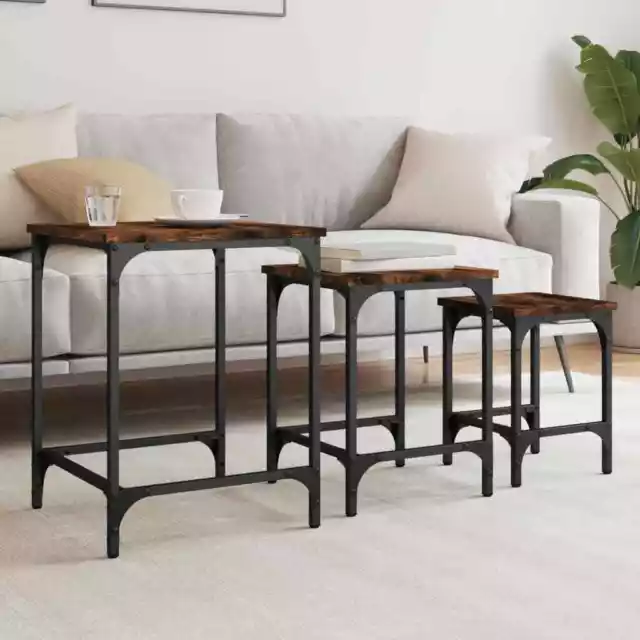 Nesting Coffee Tables 3 pcs Smoked Oak Engineered Wood