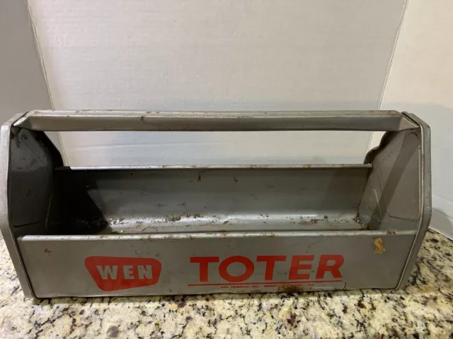 1950 Vintage Metal WEN TOTER Tool Caddy/Garden Carrier- or Planter!Red letters!
