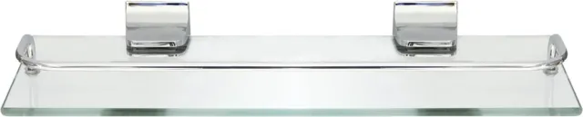 MODONA Glass Wall Shelf with Rail – Polished Chrome – 5 Year Warrantee