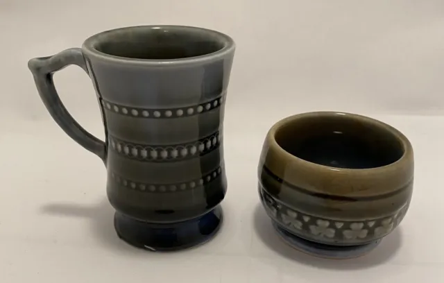 Vintage Wade Shamrock Irish Porcelain Miniature Mug and Bowl Set