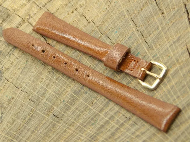 Bracelet de montre vintage en cuir marron inutilisé avec boucle ton or 11 mm pour femmes 3