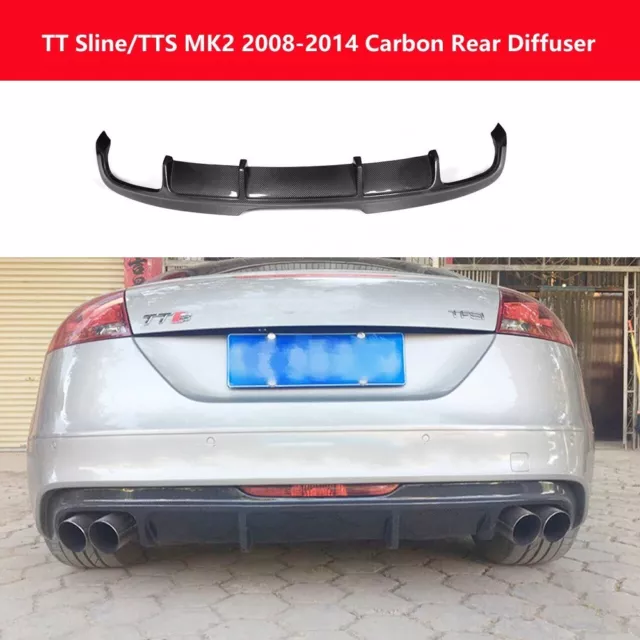 Fit Audi TT Sline TTS MK2 8J 2008-2014 Real Carbon Fiber Rear Diffuser Spoiler