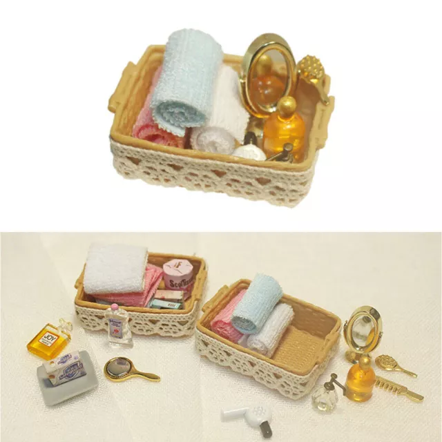 1:12 Scale Dollhouse Miniature Bathroom Basket Accessories Furniture Mini Decor