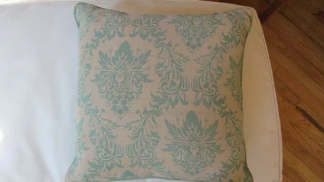Villa Linen Throw Pillow. 18.5 x18.5". NWOT. Feather and Down Insert .Excellent.