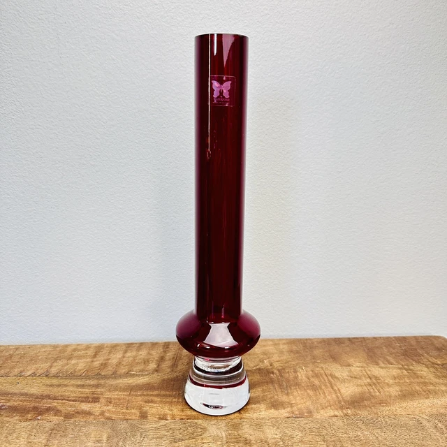 MARQUIS BY WATERFORD Red Crystal Bud Vase Handblown Cranberry Ruby