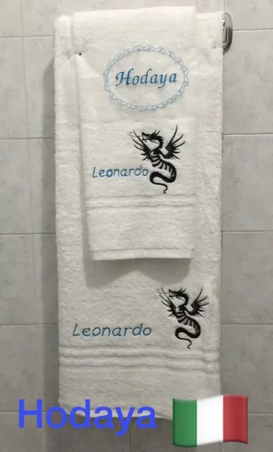 Set asciugamano personalizzato ,  Viso 60 x 100 cm., Ospite 40 x 60 cm