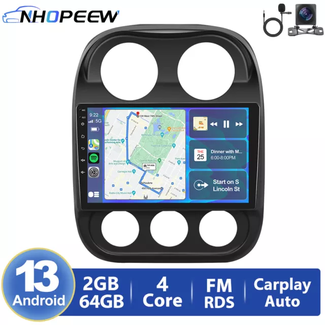 For 2010-2016 Jeep Compass Patriot 64Gb Android 13 Carplay Car Stereo Radio Gps