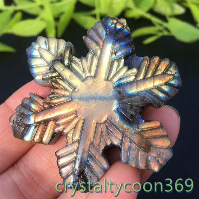 Natural Labradorite Quartz Crystal Snowflake Hand Carved Skull Reiki Healing 1pc