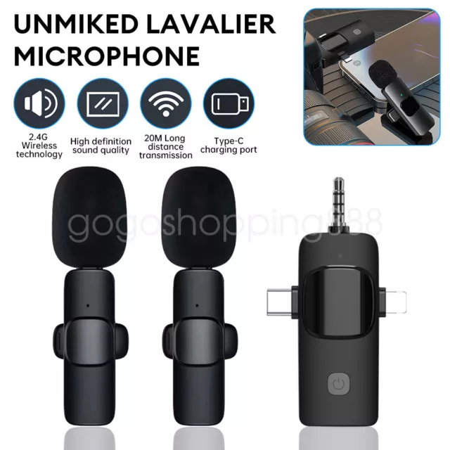 Wireless Lavalier Microphone Mic Automatic Noise Reduction For Camera Recording