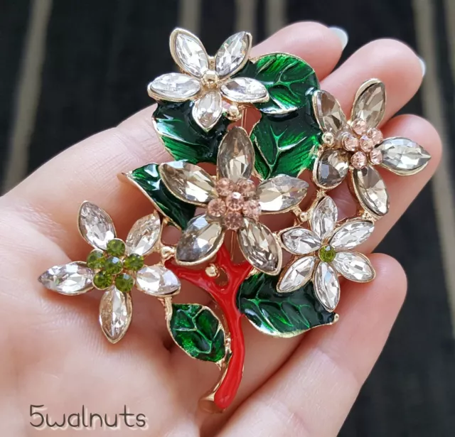 Large Crystal Star Flower Blossom Bouquet Brooch Broach Vintage Look Jewellery