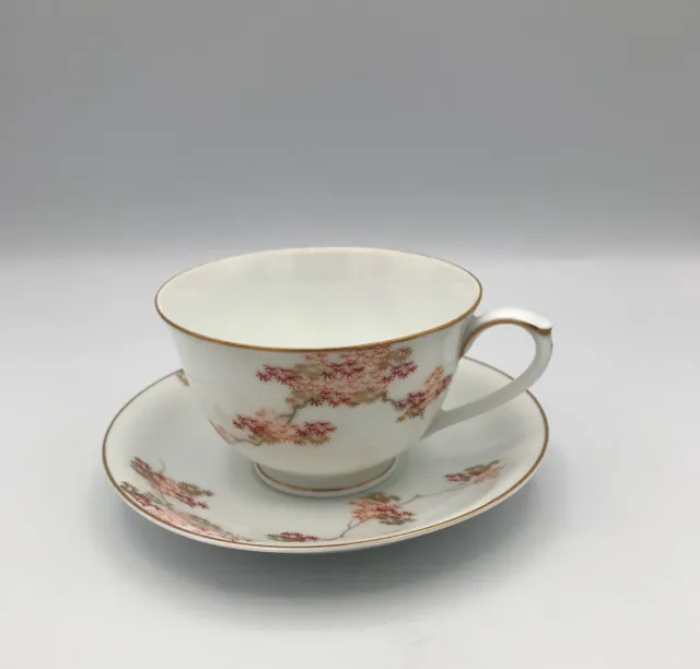 Vintage Fukagawa Arita Teacup & Saucer Japanese Maple China Hand Painted