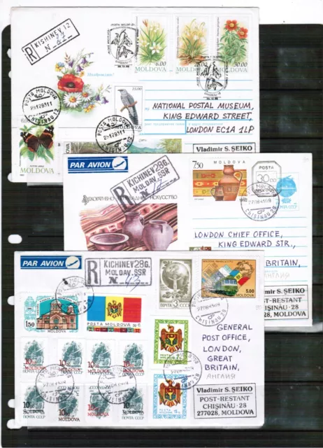 Moldova - 3 x Registered Commercial Mail Covers