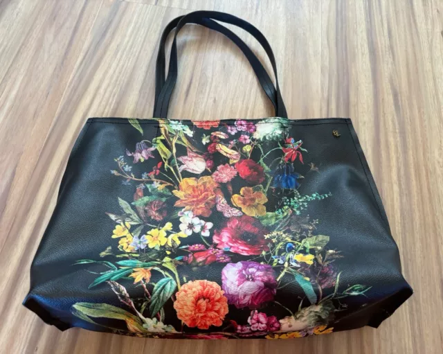 Elliott Luca Black Floral Tote Bag