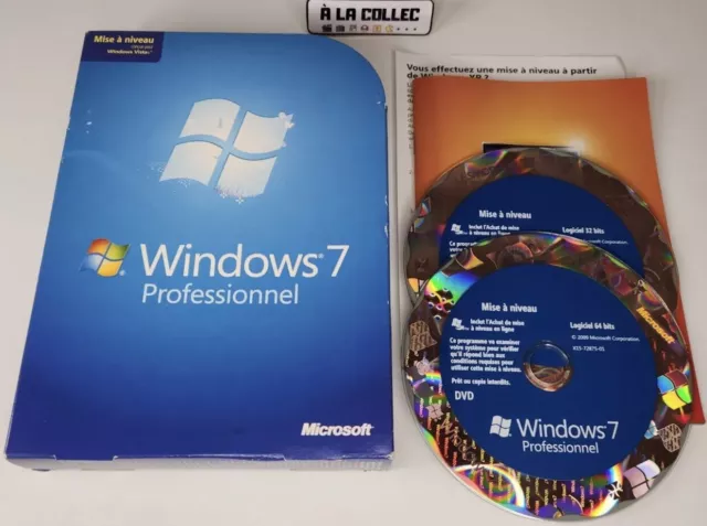 Windows 7 Professionnel Mise à niveau pour Vista Logiciel PC Microsoft 2 CD Box