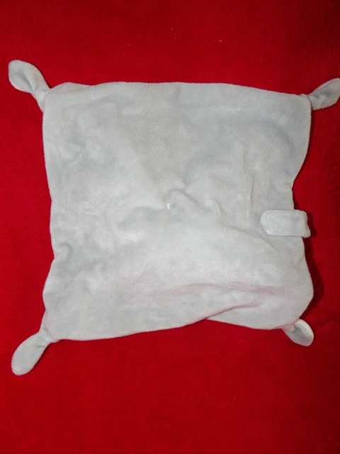Doudou Plat Attache Tétine SIMBA Lapin Gris Blanc Oreilles Nouées Neuf 2