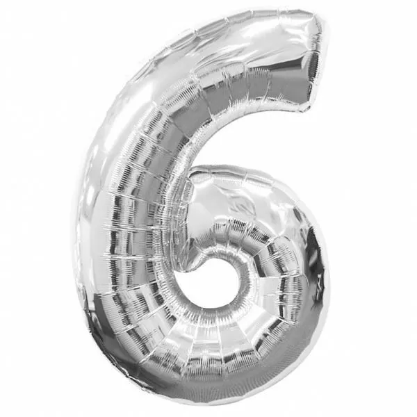 Silver Foil Balloon 6 Number Birthday Age Party Wedding Inflatable Banner Decor