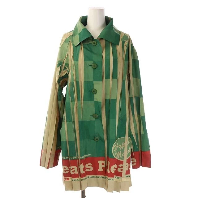 PLEATS PLEASE Issey Miya Ke Logo Print Pleated Shirt Long Total Pattern 5 Beige