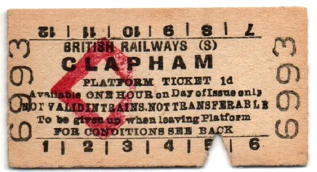 BR(S) Platform Ticket Clapham 1d