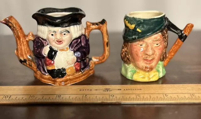 Vintage Hand Painted Lancaster Sandland Toby Mug Robin Hood England Cup Lot Of 2