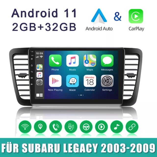 9" 32G Android 11 GPS Carplay Autoradio BT HIFI WIFI Für Subaru Legacy 2003-2009