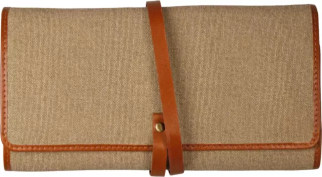 PASSATORE Pfeifen Rollbeutel 2er / Canvas & Leder Cognac / 200 mm