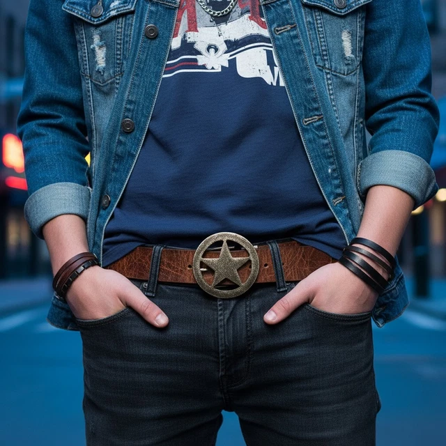 Boucle De Ceinture Cowboy Argentée Texas Lone Star - Unisexe - Neuf Avec étiquettes
