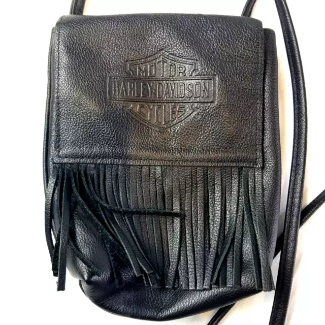 Harley Davidson Vintage Black Fringed Crossbody Shoulder Purse