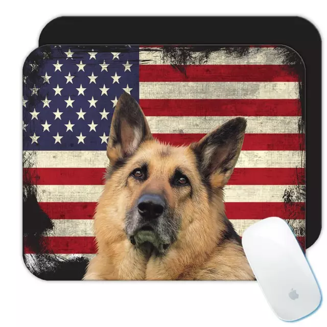 Gift Mousepad : German Shepherd USA Flag Dog Pet K-9 United Police America