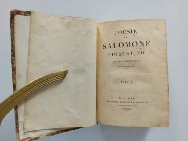 Poesie di Salomone Fiorentino Livorno 1815 2 Volumi