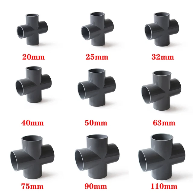 PVC CROSS 4WAY Solvent Weld Pipe Fittings 20160mm Fish/Pond