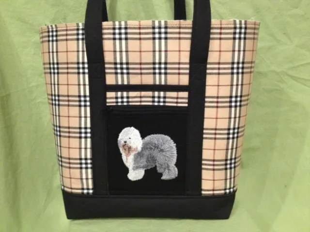 Beautiful Custom Embroidered Sheepdog Tote Bag