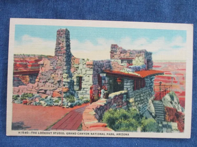 1940s Grand Canyon Arizona Lookout Studio Fred Harvey Postcard