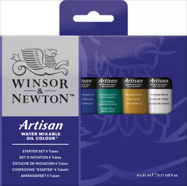 Pinturas al óleo mezclables al agua artesanales Winsor & Newton 21 ml 6/paquete de colores surtidos
