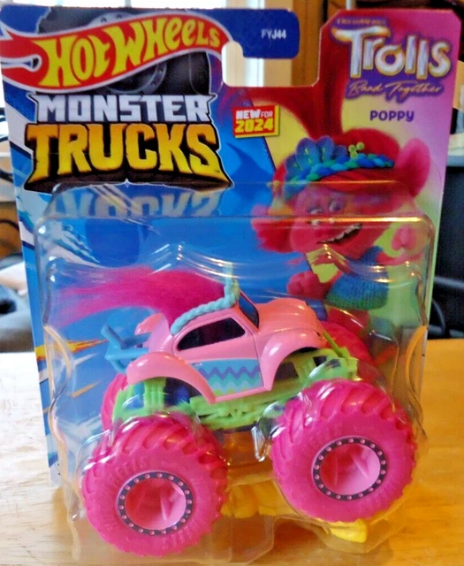 NEW 2024 HOT Wheels TROLLS BAND TOGETHER POPPY Pink Monster Truck VW